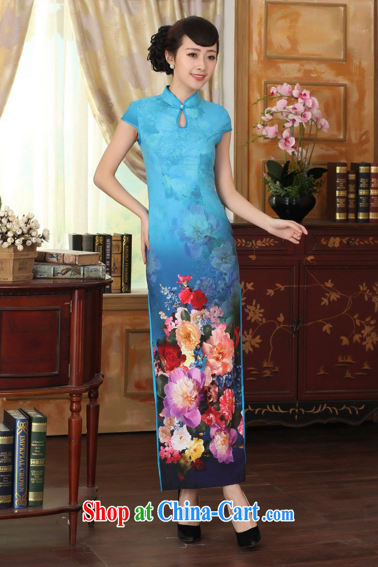 Find Sophie new summer dress cheongsam Chinese improved damask water droplets collar short-sleeve cultivating double dinner long robes as color 2XL pictures, price, brand platters! Elections are good character, the national distribution, so why buy now enjoy more preferential! Health