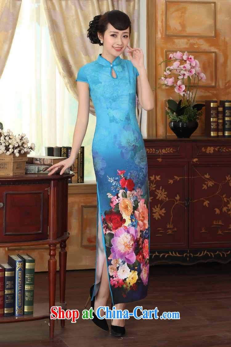 Find Sophie new summer dress cheongsam Chinese improved damask water droplets collar short-sleeve cultivating double dinner long robes as color 2XL pictures, price, brand platters! Elections are good character, the national distribution, so why buy now enjoy more preferential! Health
