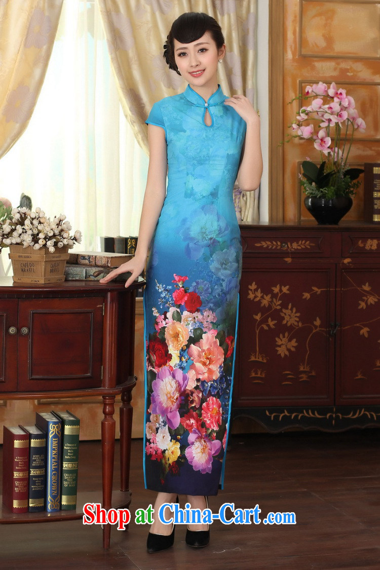 Take the new summer dress cheongsam Chinese improved damask water droplets short-sleeved cultivating double dinner long robes such as Map Color 2 XL pictures, price, brand platters! Elections are good character, the national distribution, so why buy now enjoy more preferential! Health