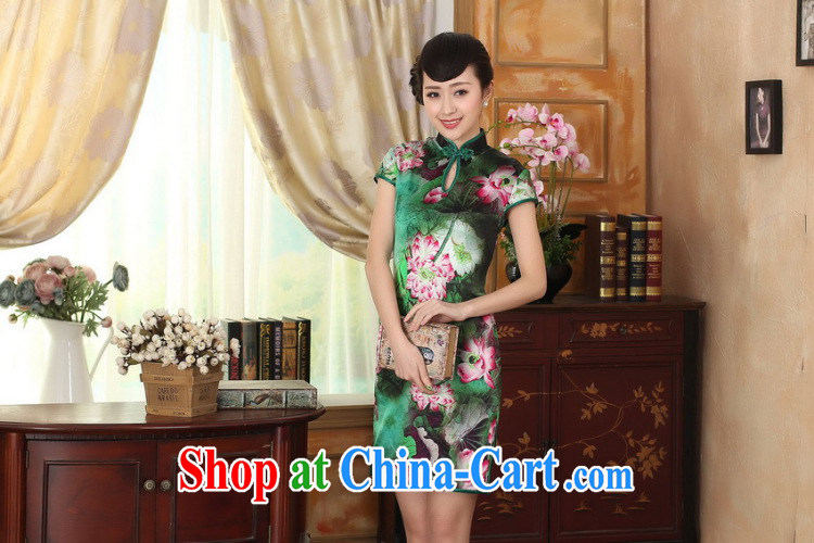 spend the summer dress Lotus Pond Old Shanghai retro upscale silk sauna silk double short-sleeved short cheongsam dress such as the color 2 XL pictures, price, brand platters! Elections are good character, the national distribution, so why buy now enjoy more preferential! Health