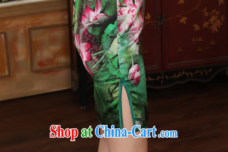 spend the summer dress Lotus Pond Old Shanghai retro upscale silk sauna silk double short-sleeved short cheongsam dress such as the color 2 XL pictures, price, brand platters! Elections are good character, the national distribution, so why buy now enjoy more preferential! Health