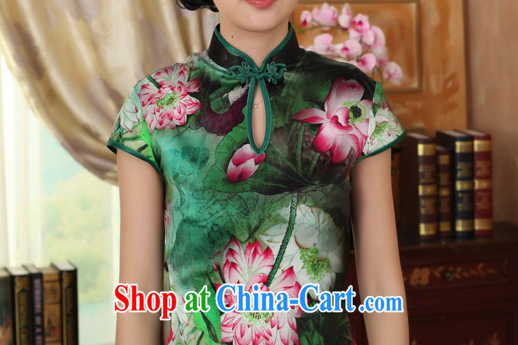 Dan smoke summer dress Lotus Pond Old Shanghai retro upscale silk sauna silk double short-sleeved short cheongsam dress as color 2XL pictures, price, brand platters! Elections are good character, the national distribution, so why buy now enjoy more preferential! Health