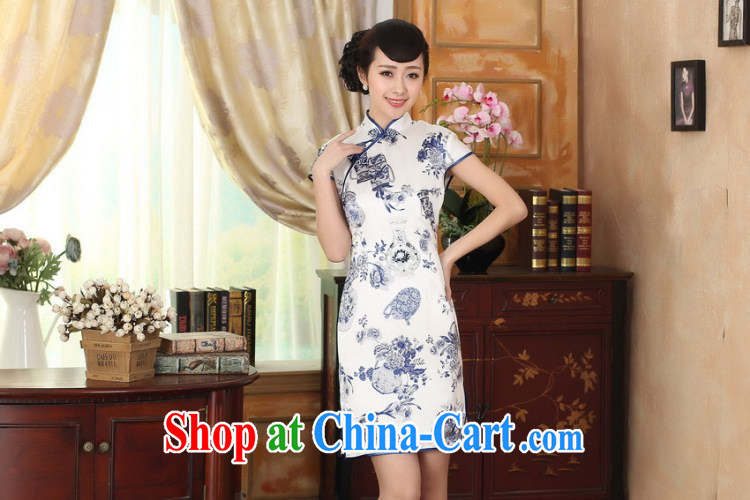 Find soft blue and white porcelain beauty stretch Satin Silk Dresses summer female Chinese Antique silk double short cheongsam dress as color 2XL pictures, price, brand platters! Elections are good character, the national distribution, so why buy now enjoy more preferential! Health