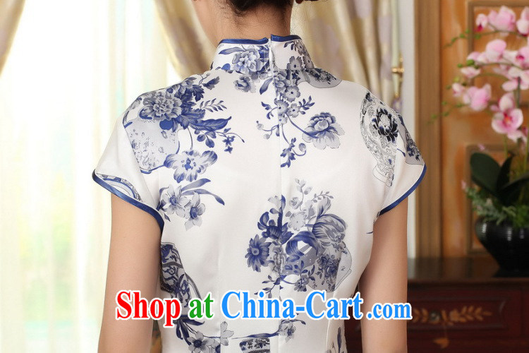 Find soft blue and white porcelain beauty stretch Satin Silk Dresses summer female Chinese Antique silk double short cheongsam dress as color 2XL pictures, price, brand platters! Elections are good character, the national distribution, so why buy now enjoy more preferential! Health