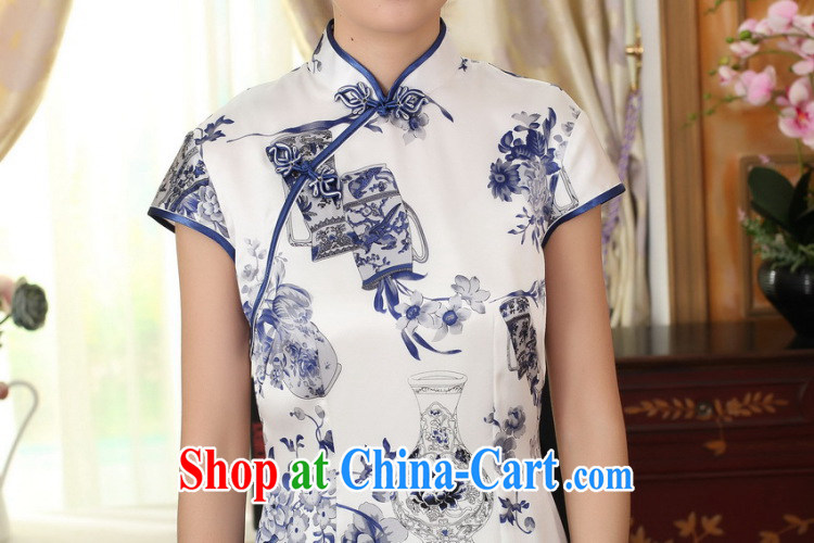 Take the blue and white porcelain beauty stretch Satin Silk Dresses summer female Chinese Antique silk double short cheongsam dress as shown color S pictures, price, brand platters! Elections are good character, the national distribution, so why buy now enjoy more preferential! Health