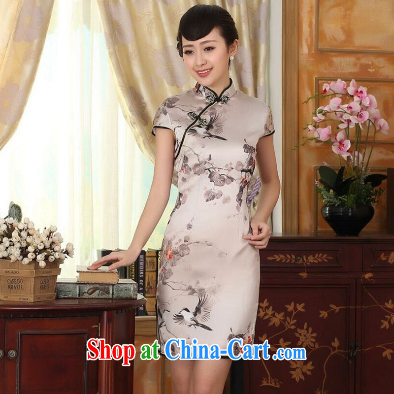 Find Sophie summer Women's clothes silk retro sauna silk poster stretch Satin beauty double short Chinese qipao gown improvements such as the color 2 XL, flexible employment, shopping on the Internet