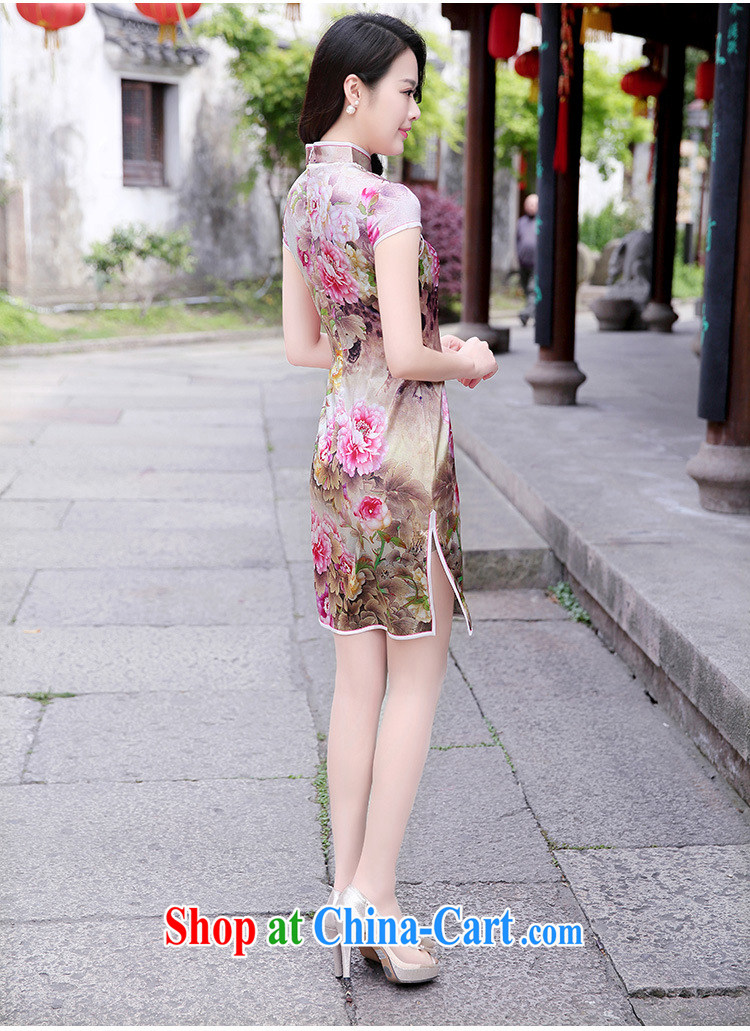 Rawnie/close by summer 2015 new improved stylish Silk Cheongsam short, Retro beauty daily outfit skirt pink Peony S pictures, price, brand platters! Elections are good character, the national distribution, so why buy now enjoy more preferential! Health