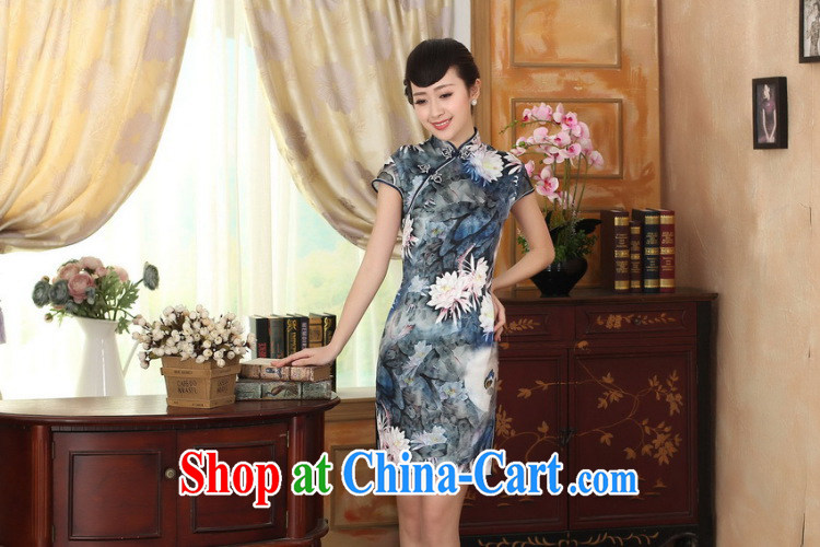 Bin Laden smoke lotus pond, new summer female Chinese Antique upscale silk sauna silk double dinner short cheongsam as color 2XL pictures, price, brand platters! Elections are good character, the national distribution, so why buy now enjoy more preferential! Health