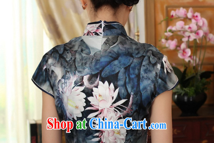 Bin Laden smoke lotus pond, new summer female Chinese Antique upscale silk sauna silk double dinner short cheongsam as color 2XL pictures, price, brand platters! Elections are good character, the national distribution, so why buy now enjoy more preferential! Health