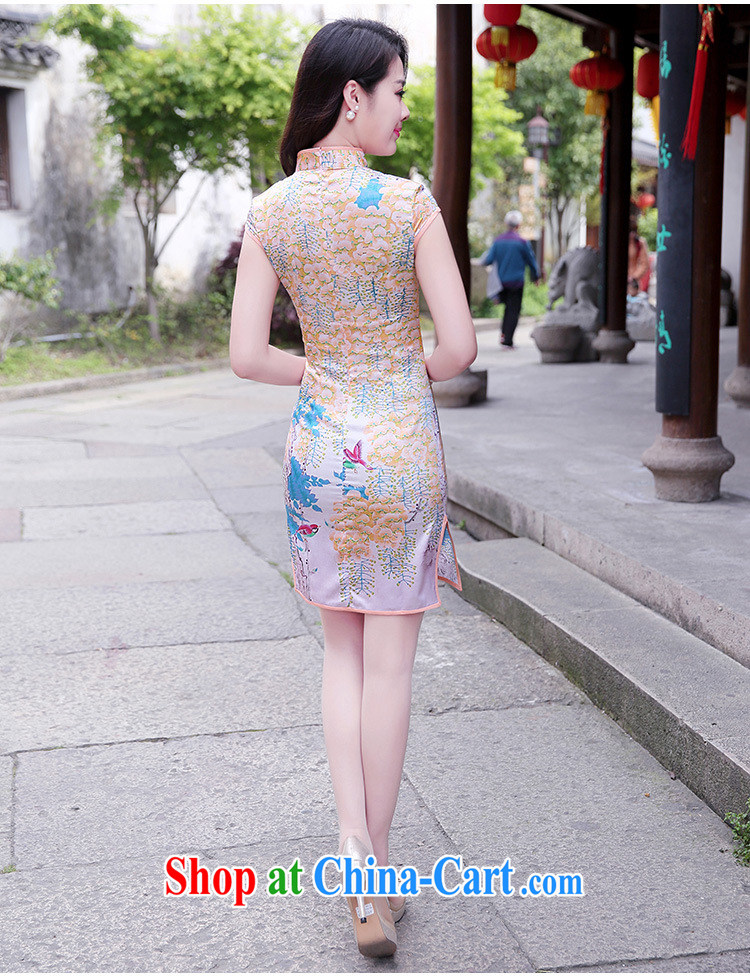 Rawnie/close by 2015 new summer retro dresses style Chinese improved short, blue and white porcelain cheongsam peony flowers XXL pictures, price, brand platters! Elections are good character, the national distribution, so why buy now enjoy more preferential! Health