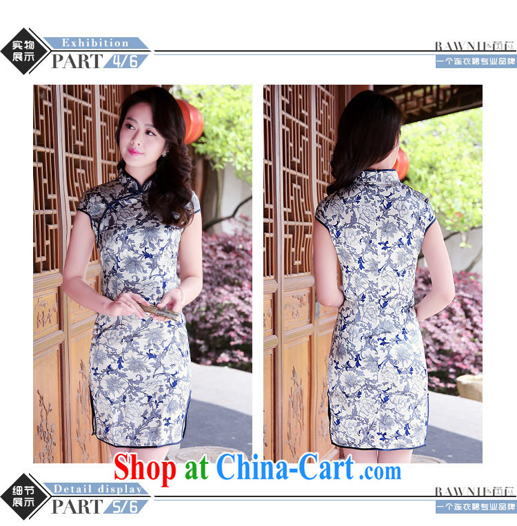 Rawnie/close by 2015 new summer retro dresses style Chinese improved short, blue and white porcelain cheongsam peony flowers XXL pictures, price, brand platters! Elections are good character, the national distribution, so why buy now enjoy more preferential! Health