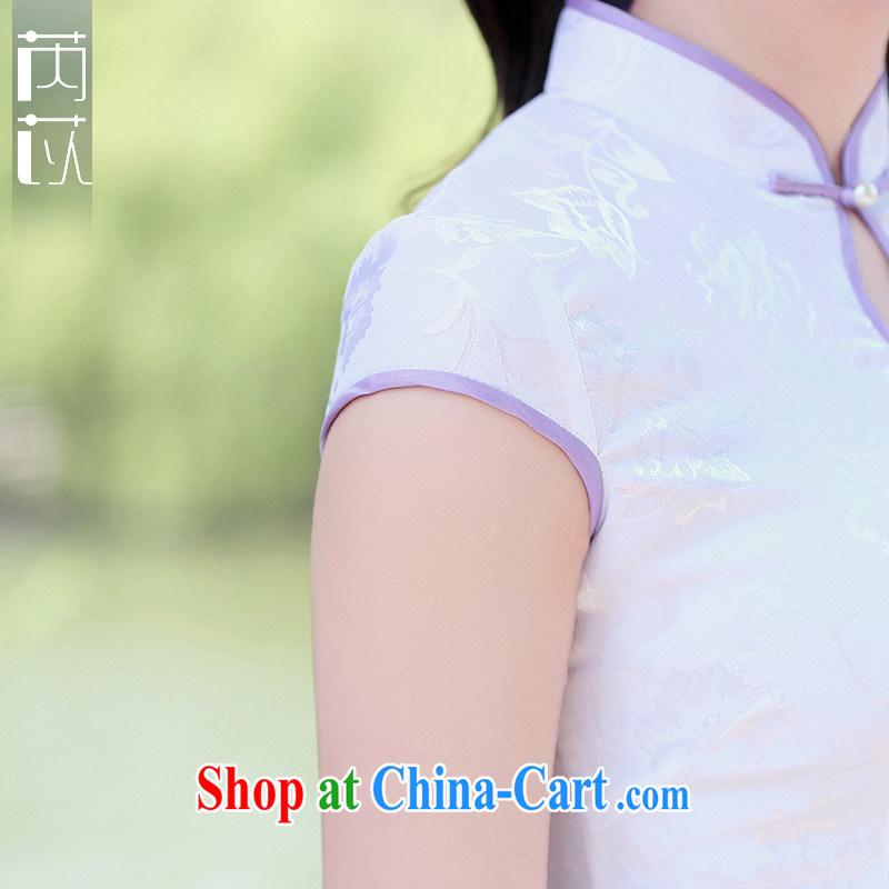 Rawnie/close by summer 2015 new retro short-sleeved cotton cultivating graphics thin improved daily short qipao is a tight purple Peony XXL, close by (Rawnie), online shopping