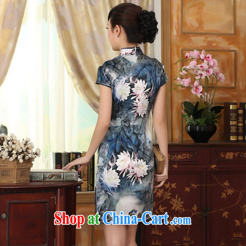 Find Sophie Lotus Pond new summer female Chinese Antique upscale silk sauna silk double dinner short cheongsam as color 2XL, flexible employment, shopping on the Internet