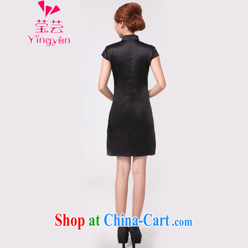 Anna soon summer 2015 New Beauty festive embroidered cheongsam YQP 01# black XL, Ying, and shopping on the Internet