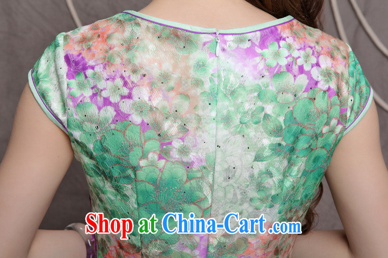 Cherry blossoms floating 2015 New China wind stylish Ethnic Wind and refined improved cheongsam dress elegance blue XL pictures, price, brand platters! Elections are good character, the national distribution, so why buy now enjoy more preferential! Health