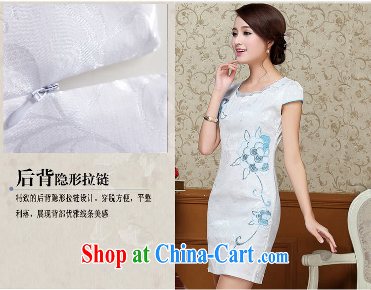 Mrs M, summer 2015 new stylish beauty petal collar back invisible zipper jacquard cheongsam white S pictures, price, brand platters! Elections are good character, the national distribution, so why buy now enjoy more preferential! Health