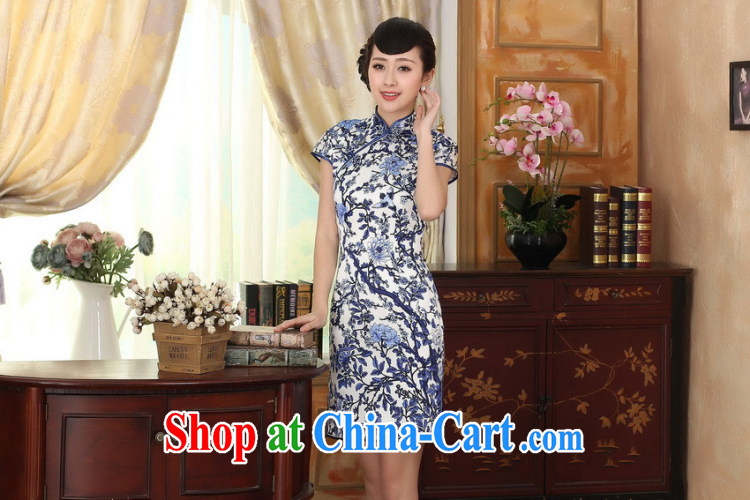 spend the summer dress blue and white porcelain beauty stretch Satin Silk Dresses Chinese improved retro silk double short dresses such as the color 2 XL pictures, price, brand platters! Elections are good character, the national distribution, so why buy now enjoy more preferential! Health
