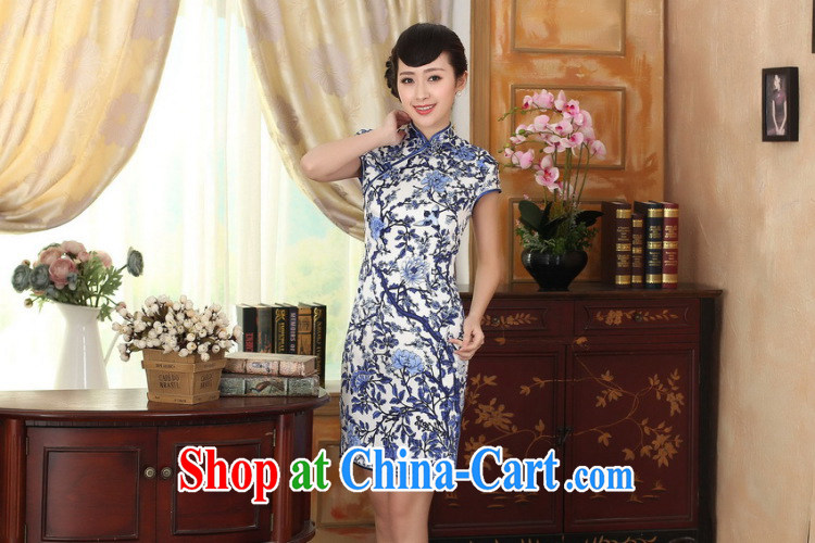 spend the summer dress blue and white porcelain beauty stretch Satin Silk Dresses Chinese improved retro silk double short dresses such as the color 2 XL pictures, price, brand platters! Elections are good character, the national distribution, so why buy now enjoy more preferential! Health
