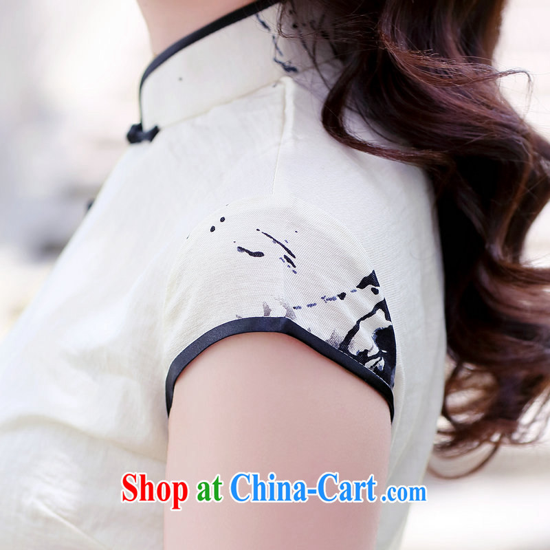2015 summer new Ethnic Wind retro side on the truck cheongsam dress lady cultivating short-sleeved dresses painting 2XL, Michael, shopping on the Internet