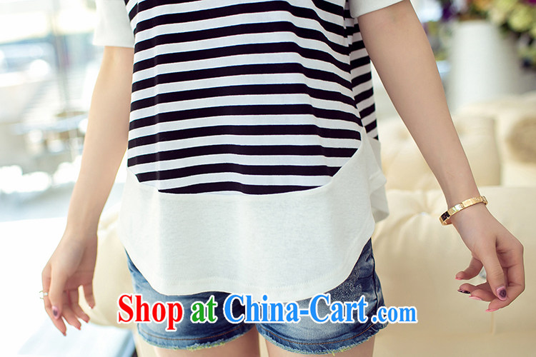 Hami Korean version 2015 summer new women with thick sister loose video thin stripes round-collar short-sleeve shirt T white XL pictures, price, brand platters! Elections are good character, the national distribution, so why buy now enjoy more preferential! Health