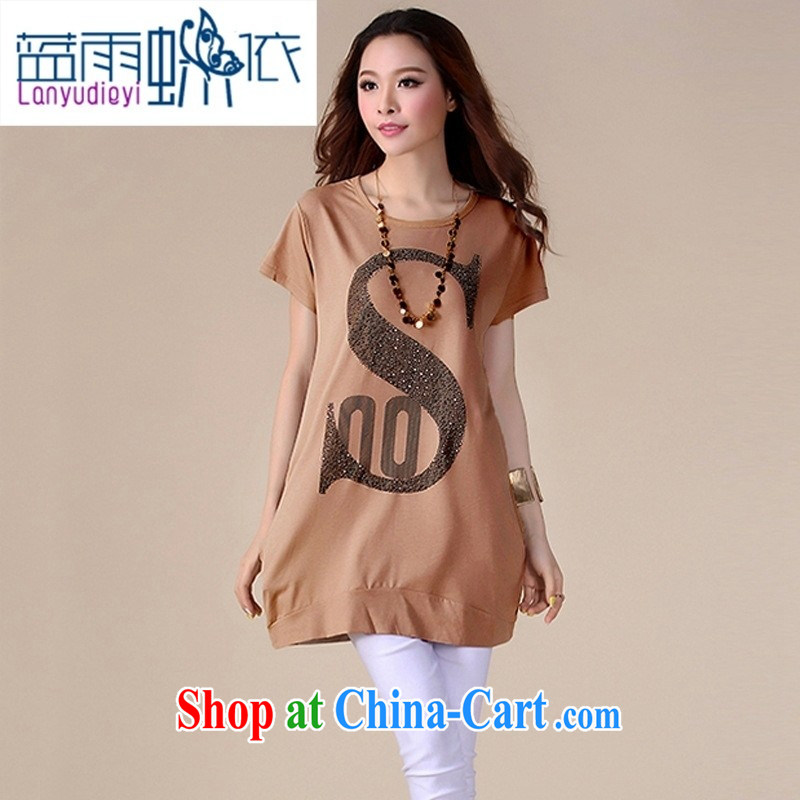hamilton 2015 spring and summer, new female short-sleeved T-shirt Han version, long, loose the code t-shirt beauty XL brown, blue rain bow, and shopping on the Internet