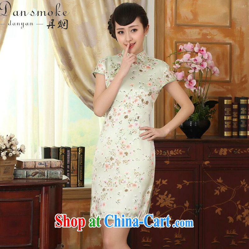 Bin Laden smoke-free summer female Chinese silk retro sauna silk poster stretch Satin improved floral beauty double short dresses such as the color 2 XL, Bin Laden smoke, shopping on the Internet