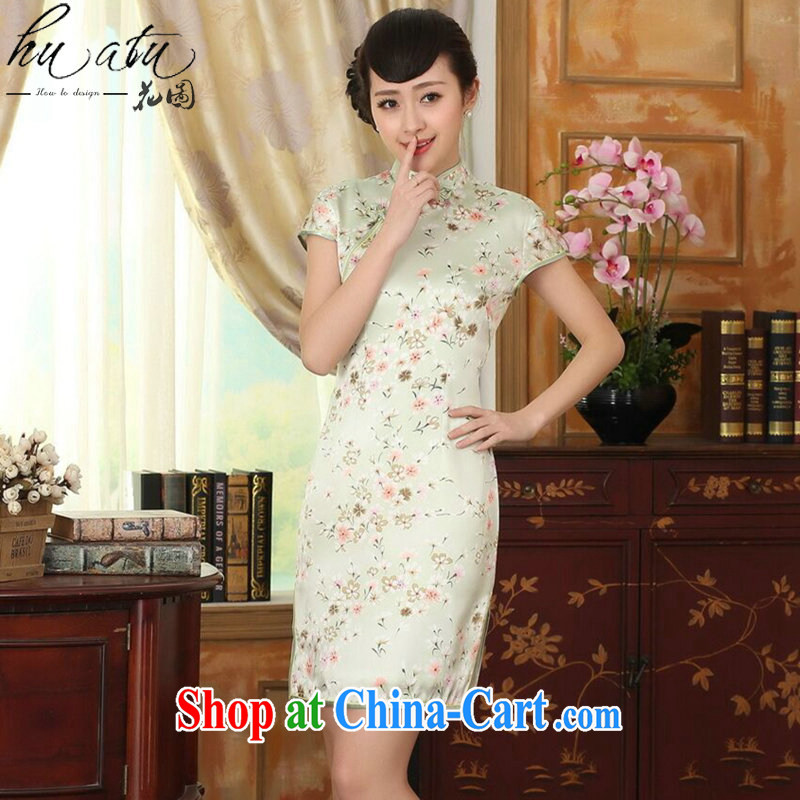 spend the summer Women's clothes Chinese silk retro sauna silk poster stretch the improved floral beauty double-decker short dresses such as the color 2 XL, figure, and shopping on the Internet