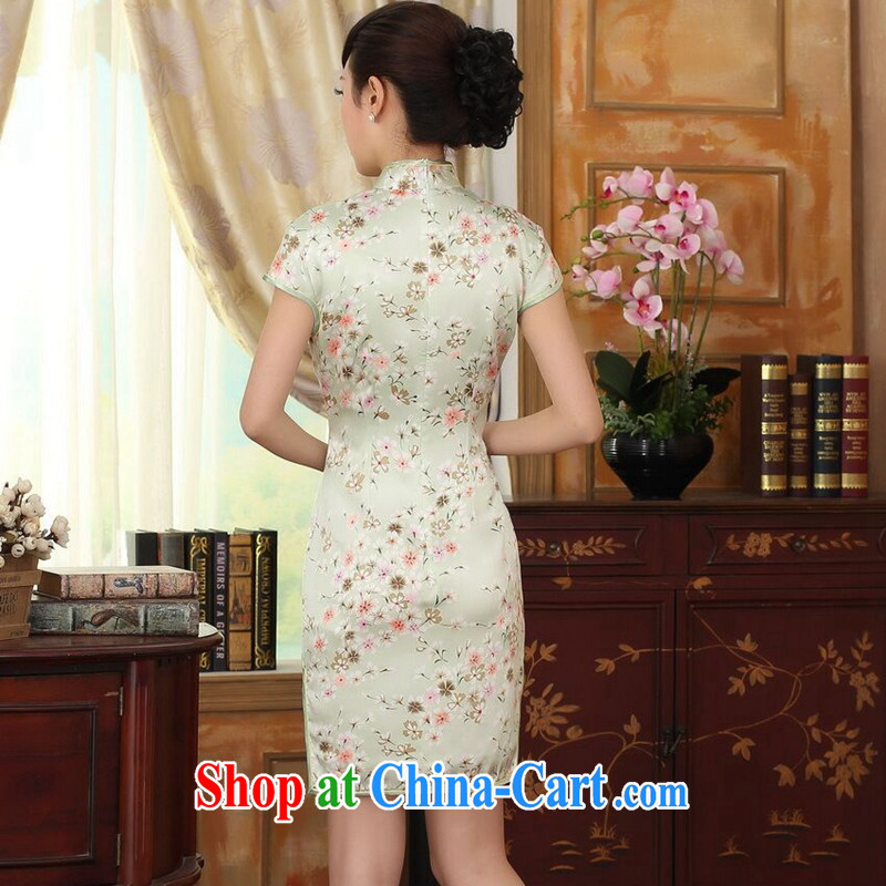 Find Sophie summer Women's clothes Chinese silk retro sauna silk poster stretch Satin improved floral beauty double short cheongsam as color 2XL, flexible employment, shopping on the Internet