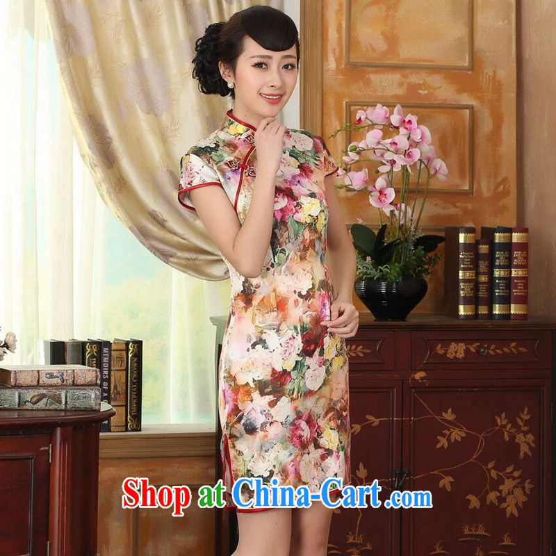 Find Sophie summer new women silk retro classic sauna silk poster stretch satin, for cultivating double short cheongsam decked 2 XL, flexible employment, shopping on the Internet