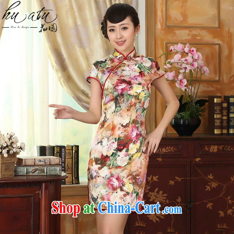 spend the summer new female silk retro classic sauna silk poster stretch satin, for cultivating double short cheongsam decked 2 XL, spend figure, and shopping on the Internet