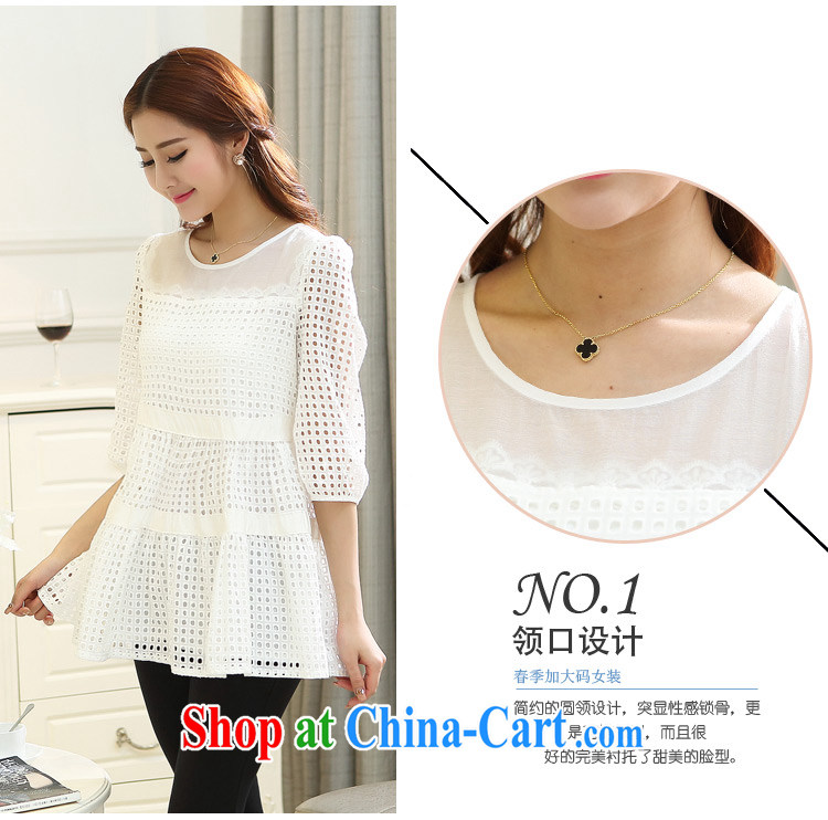 Spring XL female spring mm thick 7 cuff Openwork sweet T shirt T-shirt woman white 2XL pictures, price, brand platters! Elections are good character, the national distribution, so why buy now enjoy more preferential! Health