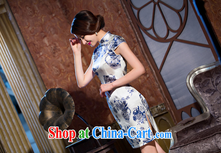 Slim li know light Silk Cheongsam dress new summer improved cheongsam dress upscale dress retro dress heavy QLZ Q 15 6067 Light M pictures, price, brand platters! Elections are good character, the national distribution, so why buy now enjoy more preferential! Health