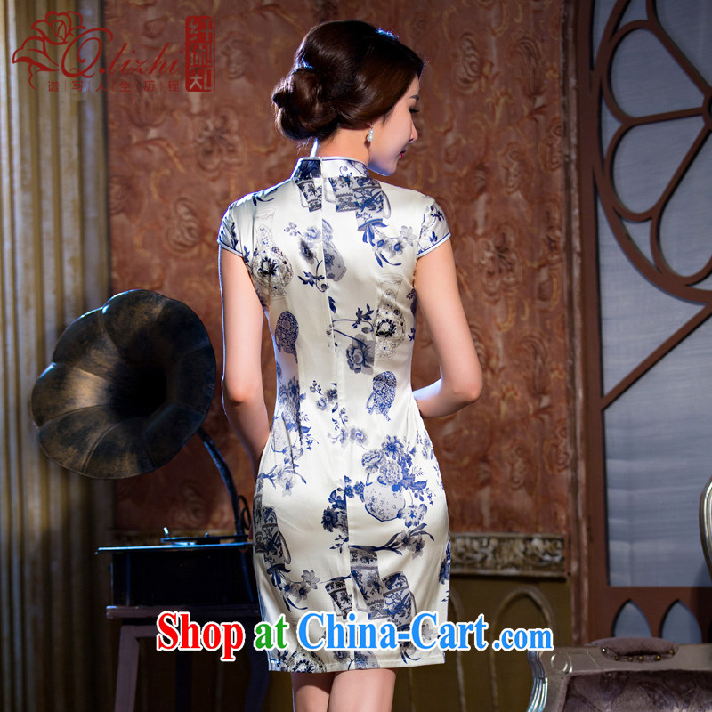 Slim li know light Silk Cheongsam dress new summer improved cheongsam dress upscale dress retro dress heavy QLZ Q 15 6067 Light M, slim Li (Q . LIZHI), online shopping