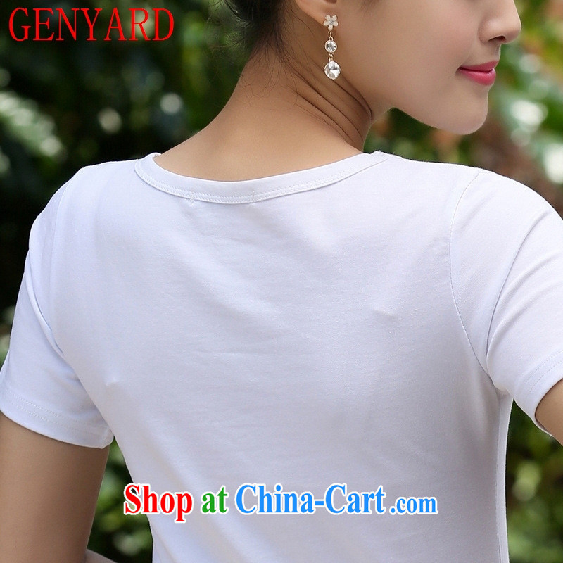 Qin Qing store 2015 summer new Korean female T-shirt short sleeve T-shirts solid T shirts female white 2 XL, GENYARD, shopping on the Internet