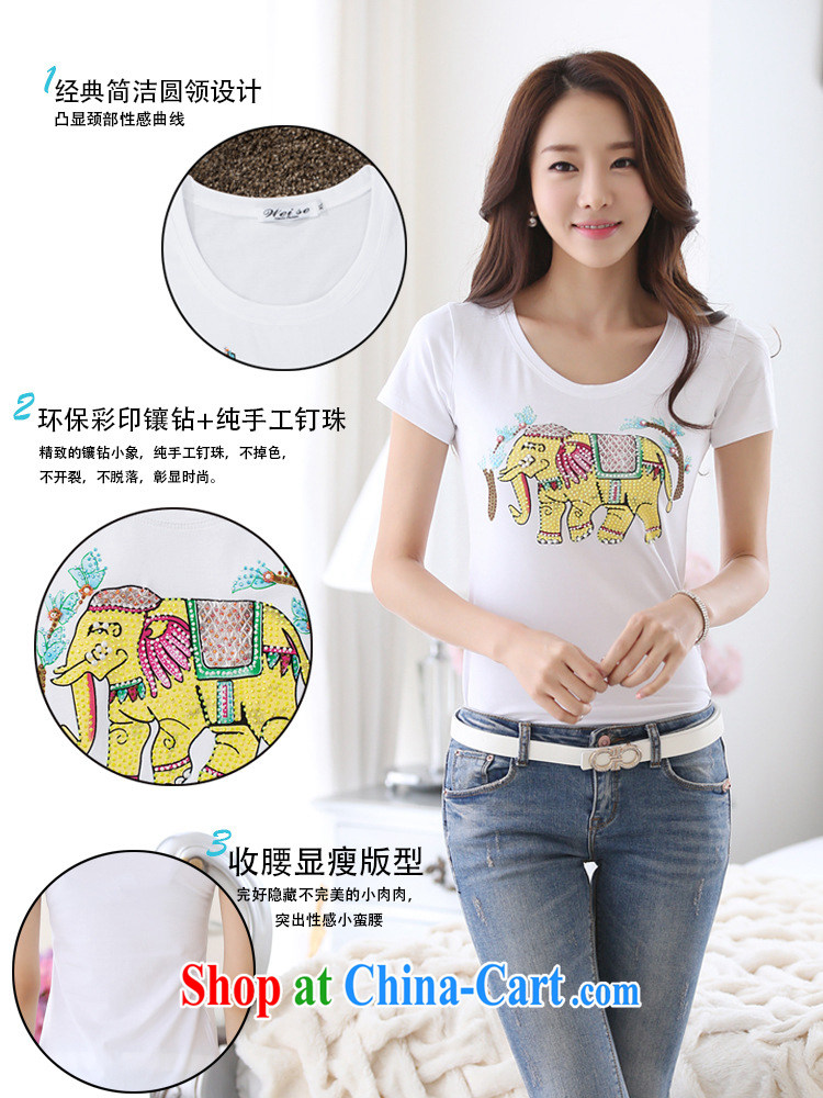 Qin Qing store 2015 new Korean style summer T shirts exotic elephant style beauty T shirt white XL pictures, price, brand platters! Elections are good character, the national distribution, so why buy now enjoy more preferential! Health