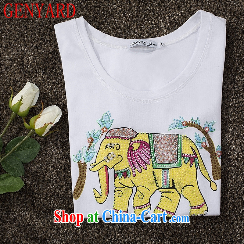 Qin Qing store 2015 new Korean style summer T shirts exotic elephant style beauty T shirt white XL, GENYARD, shopping on the Internet