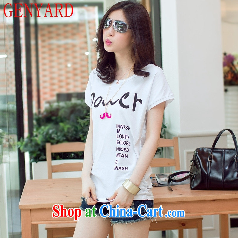Qin Qing store 2015 summer new Korean version relaxed beauty round-collar T shirts female stamp duty short-sleeved solid knit-white XL, GENYARD, online shopping