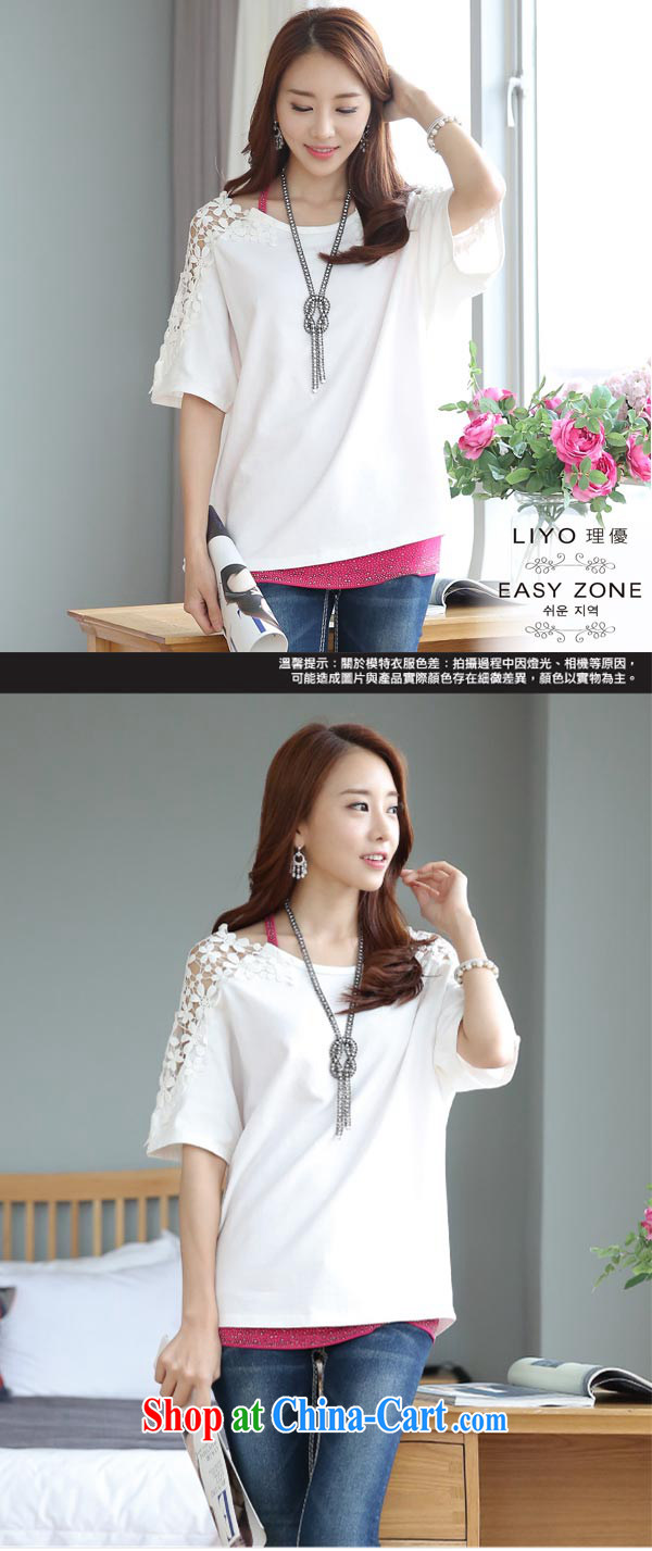Deloitte Touche Tohmatsu store sunny summer 2015 new Korean lace loose 5 bat sleeves ladies Openwork cotton large code round-collar T-shirt female white 2 XL pictures, price, brand platters! Elections are good character, the national distribution, so why buy now enjoy more preferential! Health