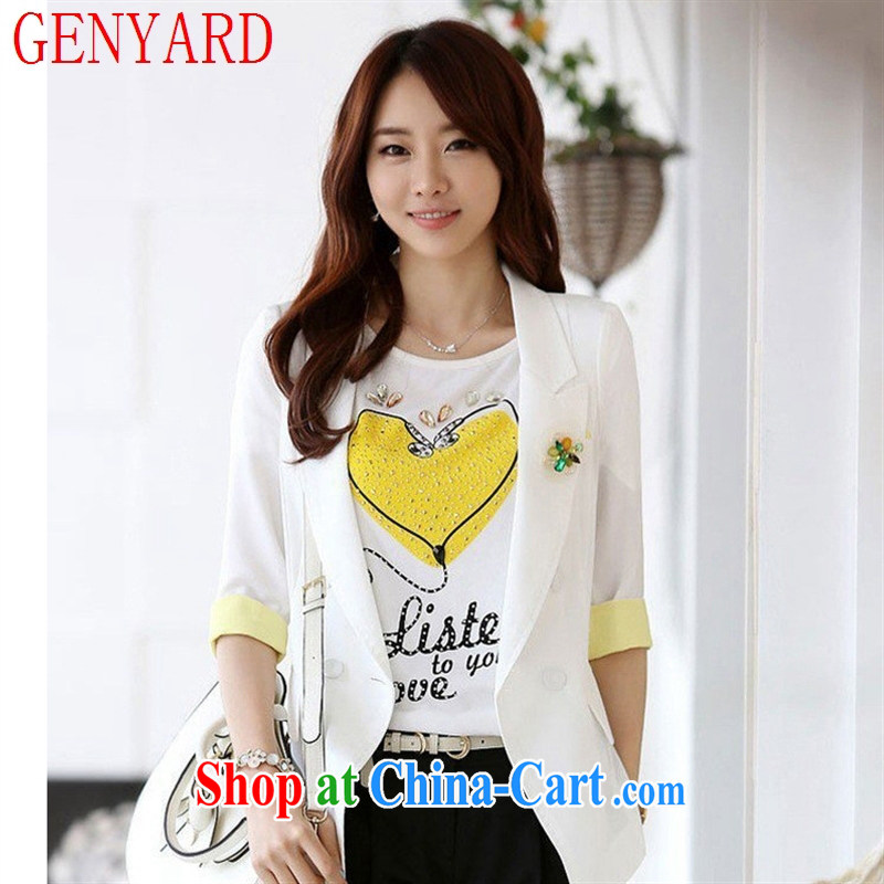 Qin Qing store 2015 summer new female Korean beauty with white short-sleeved T 桖 girls cotton short-sleeved female T pension white XL, GENYARD, shopping on the Internet