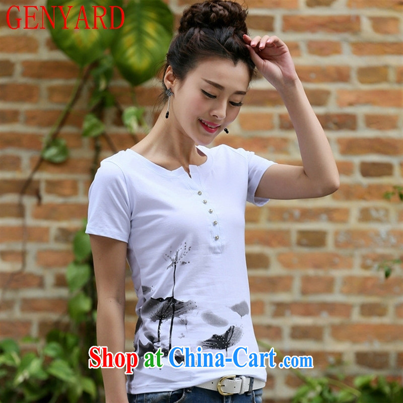 Deloitte Touche Tohmatsu sunny store 2015 new summer Korean female short-sleeved shirt T female beauty graphics thin large code, pure cotton T gray 2 XL