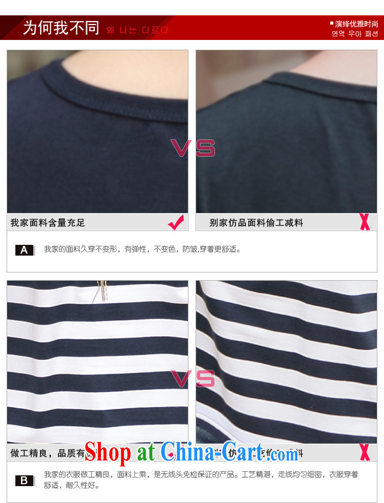 Deloitte Touche Tohmatsu sunny store 2015 Korean summer new girls cotton striped stitching round-collar short-sleeve shirt T dark blue XL pictures, price, brand platters! Elections are good character, the national distribution, so why buy now enjoy more preferential! Health