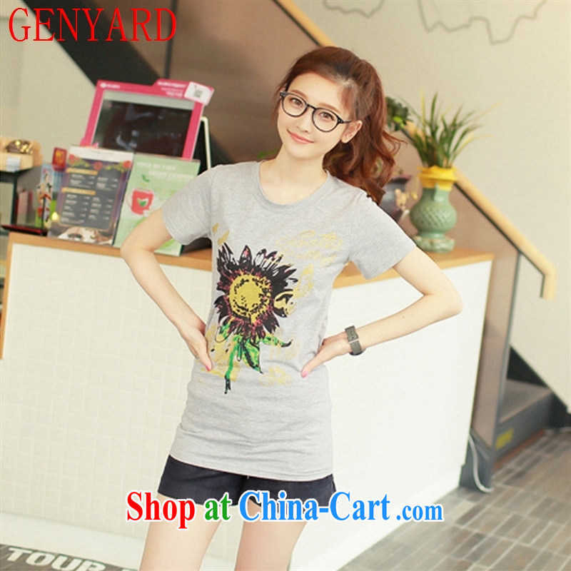 Qin Qing store 2015 summer New Products lady stamp duty round-collar cultivating short solid T-shirt graphics skinny fresh short-sleeved T-shirt girls cotton 7 XXL, GENYARD, shopping on the Internet