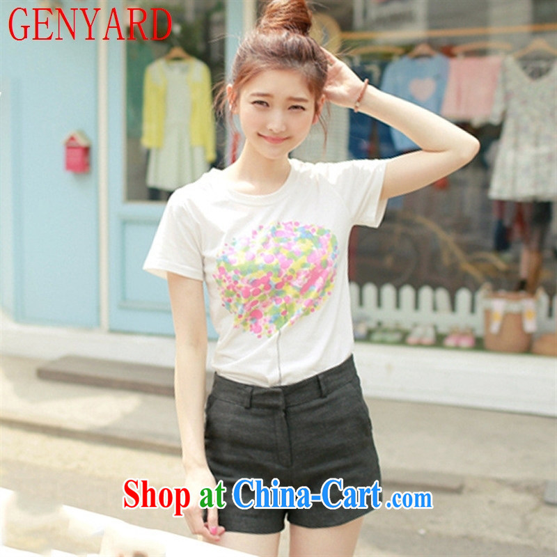 Qin Qing store 2015 summer New Products lady stamp duty round-collar cultivating short solid T-shirt graphics skinny fresh short-sleeved T-shirt girls cotton 7 XXL, GENYARD, shopping on the Internet
