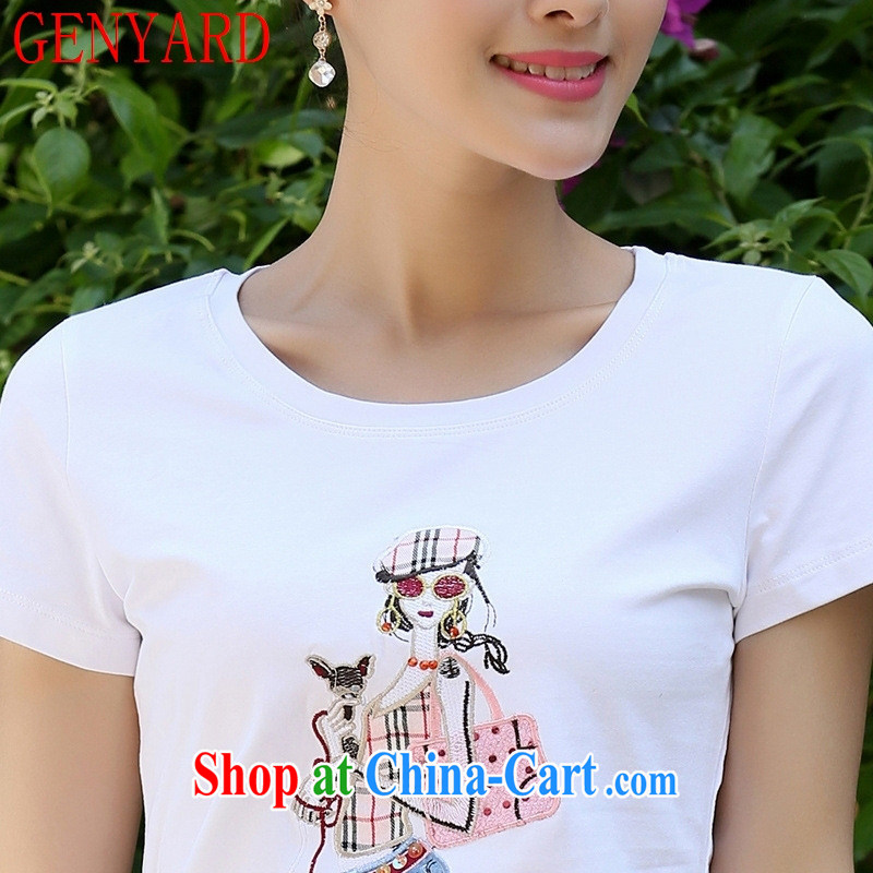 Qin Qing store 2015 new summer Korean female short-sleeve crew-neck cultivating T pension female beauty graphics thin white T pension white 2XL, GENYARD, shopping on the Internet
