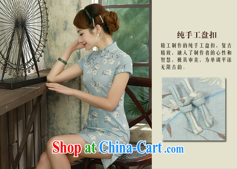 Dresses 2015 new summer retro, cotton for the everyday dress short, short-sleeved Q 1077 blue XXL pictures, price, brand platters! Elections are good character, the national distribution, so why buy now enjoy more preferential! Health