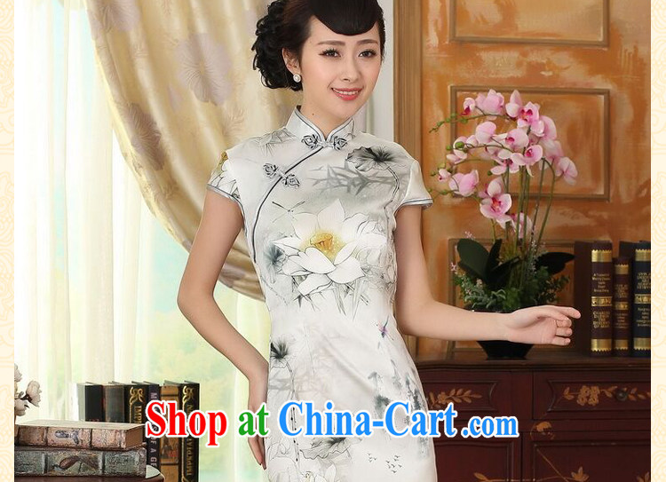 Find Sophie summer female new Chinese improved Lotus cultivating Silk Dresses dinner retro sauna short Silk Cheongsam Lotus 2 XL pictures, price, brand platters! Elections are good character, the national distribution, so why buy now enjoy more preferential! Health
