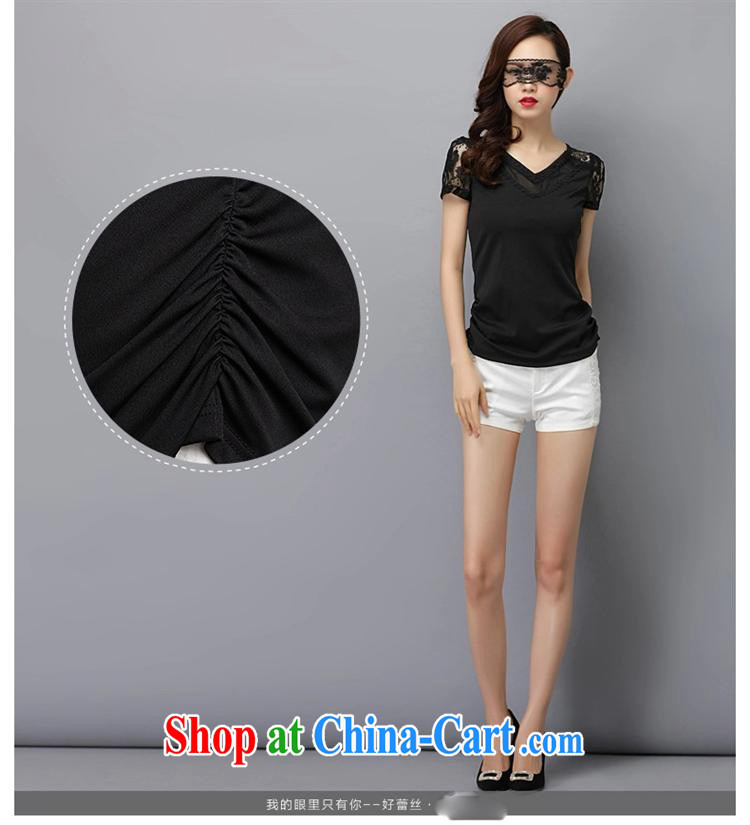 Ya-ting store summer 2015 women new Korean girls T-shirts girls T-shirt with short sleeves, breathable lace solid black T-shirt XXL pictures, price, brand platters! Elections are good character, the national distribution, so why buy now enjoy more preferential! Health