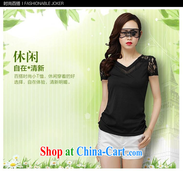 Ya-ting store summer 2015 women new Korean girls T-shirts girls T-shirt with short sleeves, breathable lace solid black T-shirt XXL pictures, price, brand platters! Elections are good character, the national distribution, so why buy now enjoy more preferential! Health