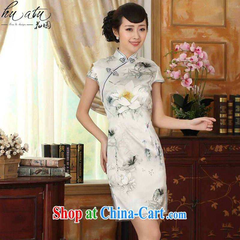 spend the summer with her new Chinese improved Lotus cultivating Silk Dresses dinner retro sauna short Silk Dresses such as the color 2 XL, figure, and on-line shopping