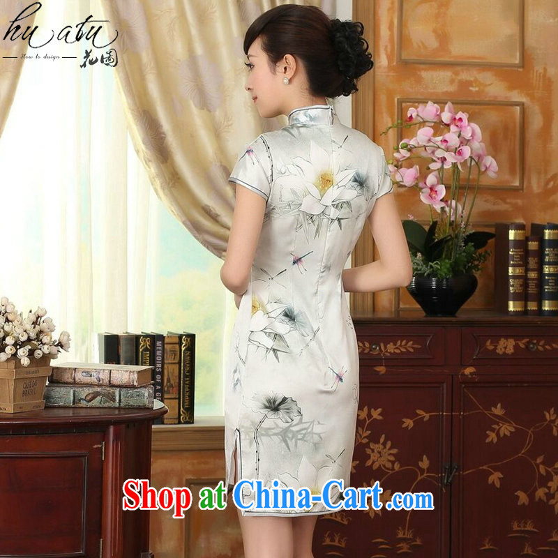 spend the summer with her new Chinese improved Lotus cultivating Silk Dresses dinner retro sauna short Silk Dresses such as the color 2 XL, figure, and on-line shopping